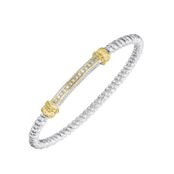14kt Yellow Gold and Sterling Silver Diamond Bangle Brace...