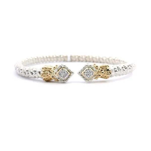 14kt Yellow Gold and Sterling Silver Diamond Cuff Bangle ...