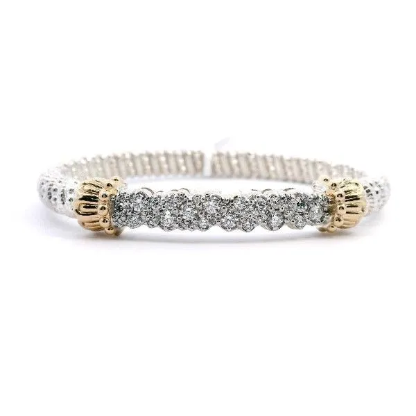 14kt Yellow Gold and Sterling Silver Diamond Bangle