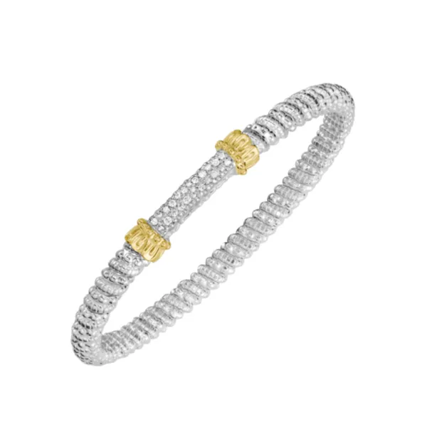 14kt Yellow Gold And Sterling Silver Diamond Bangle By Vahan