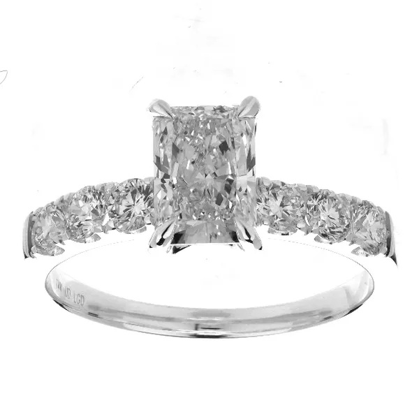 14kt White Gold Radiant Cut Laboratory Grown Diamond Engagment Ring Becky Beauchine Kulka Diamonds and Fine Jewelry Okemos, MI