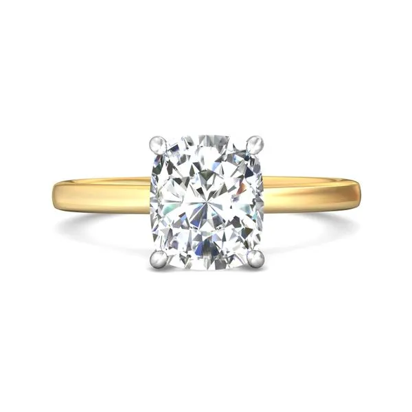 14kt Gold Two Tone Solitaire Cushion Cut Laboratory Grown...