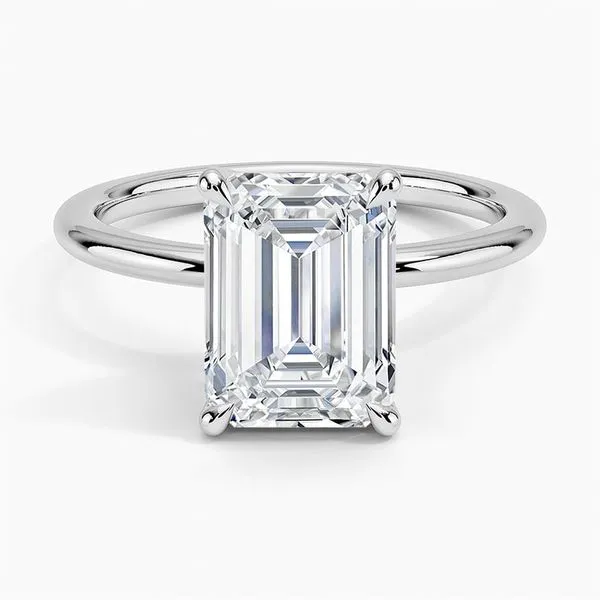 14kt White Gold Emerald Cut Solitaire Laboratory Grown Di...