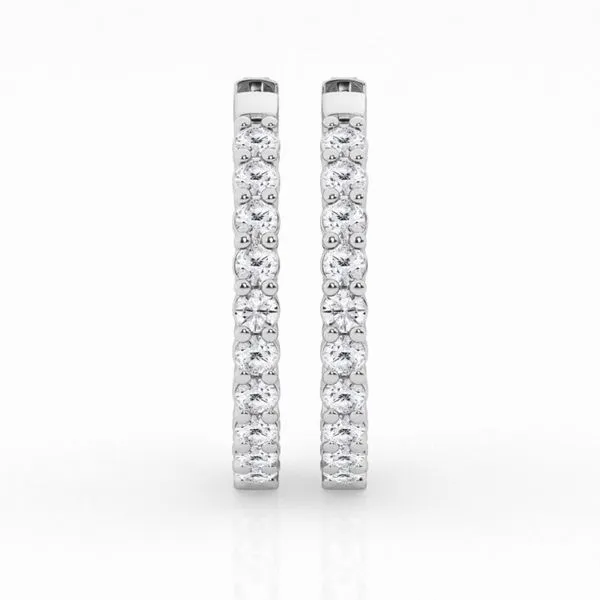 14kt White Gold Inside-Outside Laboratory Grown Diamond Hoop Earrngs Image 2 Becky Beauchine Kulka Diamonds and Fine Jewelry Okemos, MI