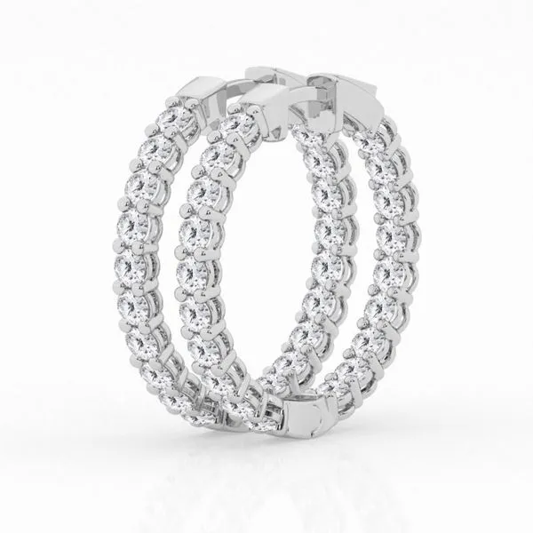 14kt White Gold Inside-Outside Laboratory Grown Diamond Hoop Earrngs Becky Beauchine Kulka Diamonds and Fine Jewelry Okemos, MI