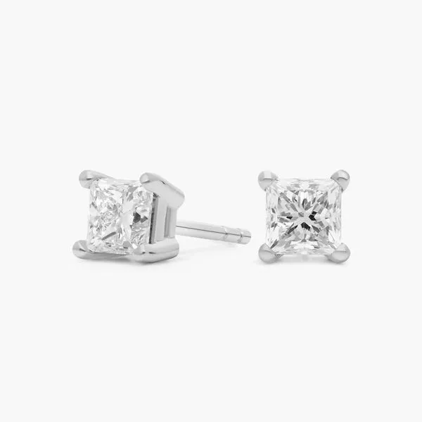 14kt White Gold Princess Cut Laboratory Grown Diamond Stud Earrings Becky Beauchine Kulka Diamonds and Fine Jewelry Okemos, MI