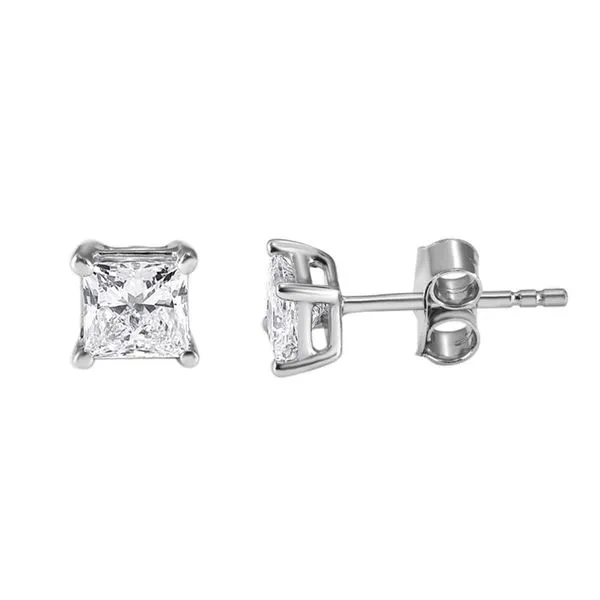 14kt White Gold Princess Cut Laboratory Grown Diamond Stud Earrings Becky Beauchine Kulka Diamonds and Fine Jewelry Okemos, MI