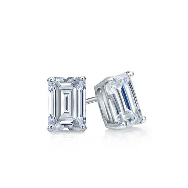 14kt White Gold Emerald Cut Laboratory Grown Diamond Stud...