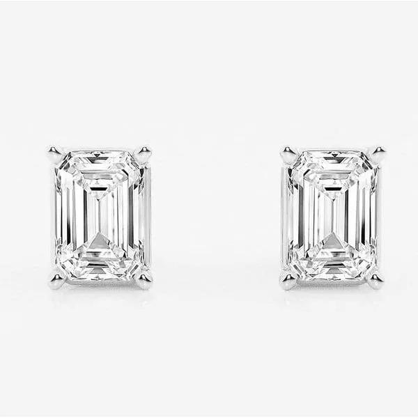 14kt White Gold Emerald Cut Laboratory Grown Diamond Stud Earrings Becky Beauchine Kulka Diamonds and Fine Jewelry Okemos, MI