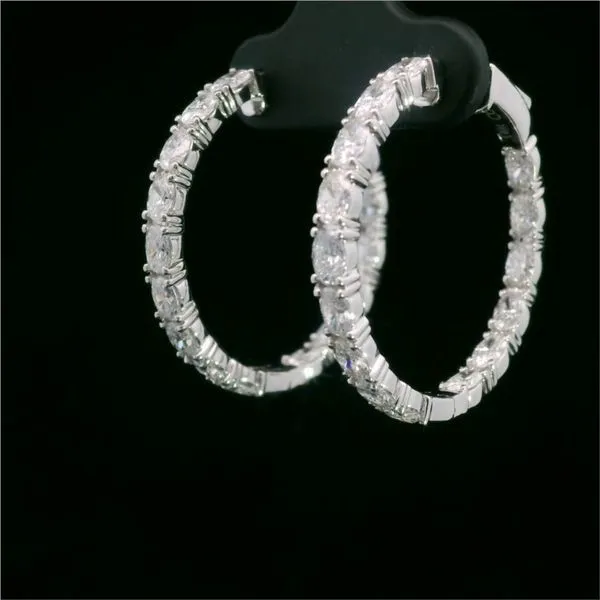 14kt White Gold Oval Cut Laboratory Grown Diamond Hoop Earrings Image 2 Becky Beauchine Kulka Diamonds and Fine Jewelry Okemos, MI