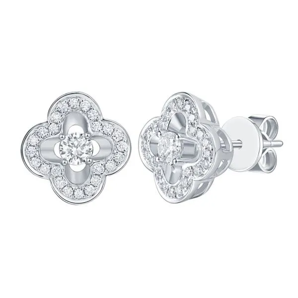 14kt White Gold Laboratory Grown Diamond Clover Stud Earrings Becky Beauchine Kulka Diamonds and Fine Jewelry Okemos, MI
