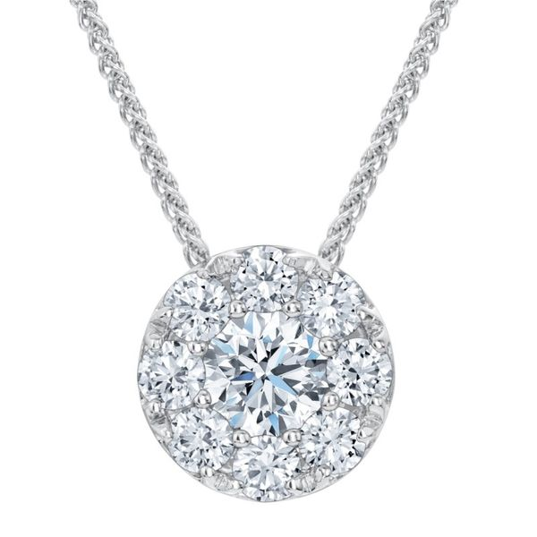 Forevermark Eternal Round Halo Diamond Pendant Becky Beauchine Kulka Diamonds and Fine Jewelry Okemos, MI