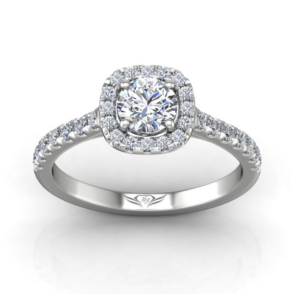 18kt White Gold Halo .52ct Round Engagement Ring Image 2 Becky Beauchine Kulka Diamonds and Fine Jewelry Okemos, MI