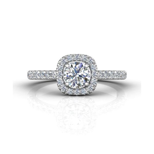 18kt White Gold Halo .52ct Round Engagement Ring Becky Beauchine Kulka Diamonds and Fine Jewelry Okemos, MI
