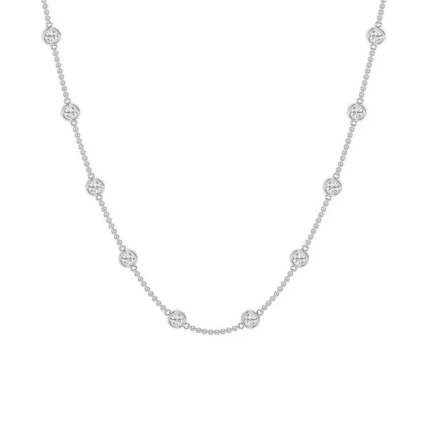 14kt White Gold Bezel Set Laboratory Grown Diamond Station Necklace Becky Beauchine Kulka Diamonds and Fine Jewelry Okemos, MI