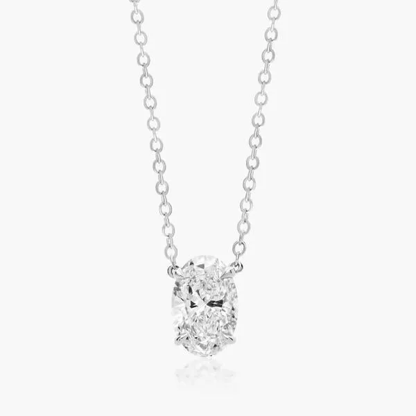 14kt White Gold Oval Laboratory Grown Diamond Pendant