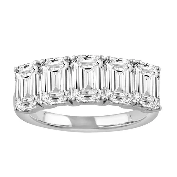 14kt White Gold 5 Stone Emerald Cut Laboratory Grown Diamond Band Becky Beauchine Kulka Diamonds and Fine Jewelry Okemos, MI