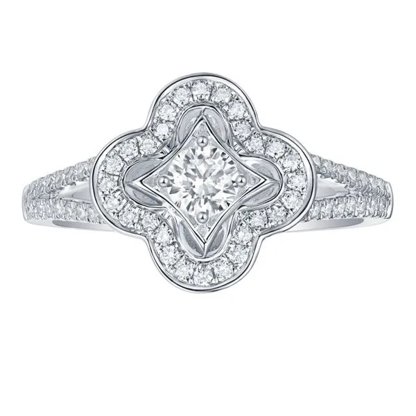 14kt White Gold Laboratory Grown Diamond Clover Ring