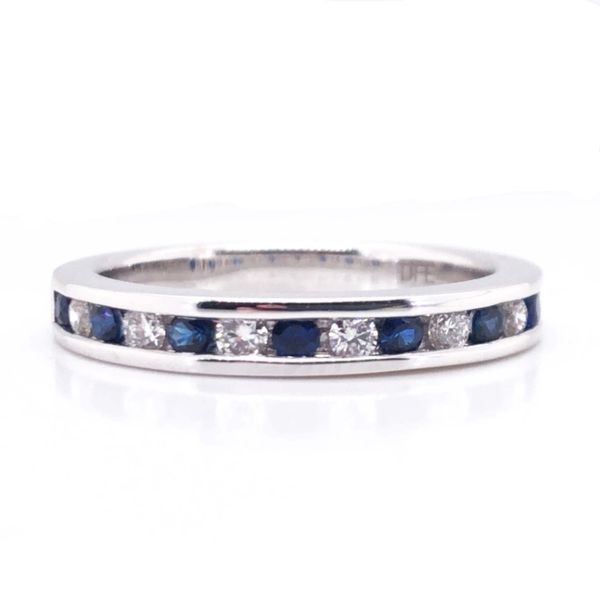 14kt White Gold Diamond and Blue Sapphire Band Becky Beauchine Kulka Diamonds and Fine Jewelry Okemos, MI