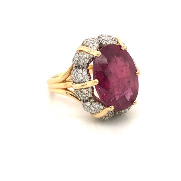 Two-tone Diamond Pave Ring with 12.08ct Ruby Ring Image 2 Becky Beauchine Kulka Diamonds and Fine Jewelry Okemos, MI
