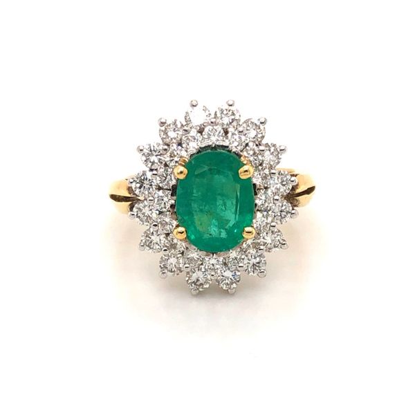 Two-Tone 2.35ct Oval Emerald with Diamond Double Halo Ring Becky Beauchine Kulka Diamonds and Fine Jewelry Okemos, MI