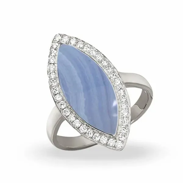 2.45ct Blue Lace Agate Statement Ring Becky Beauchine Kulka Diamonds and Fine Jewelry Okemos, MI