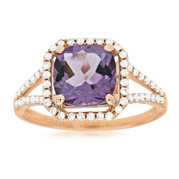 1.90ct Cushion Amethyst with Split Shank Diamonds Ring Image 2 Becky Beauchine Kulka Diamonds and Fine Jewelry Okemos, MI