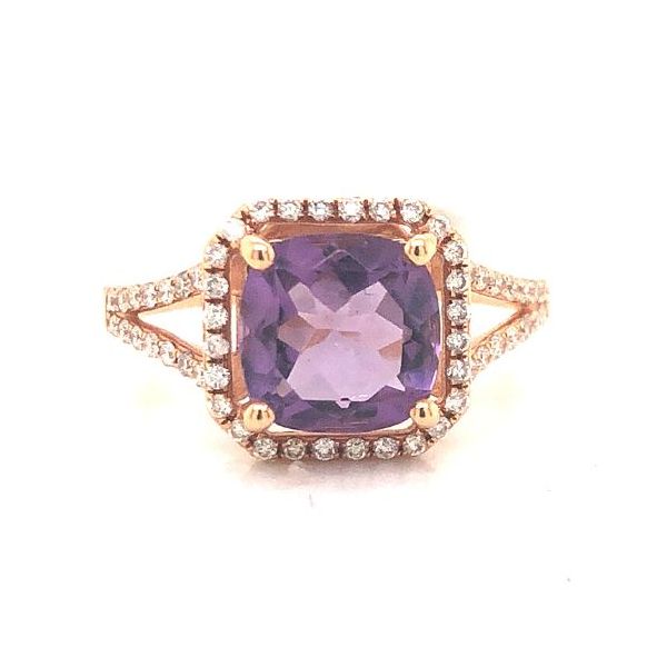 1.90ct Cushion Amethyst with Split Shank Diamonds Ring Becky Beauchine Kulka Diamonds and Fine Jewelry Okemos, MI
