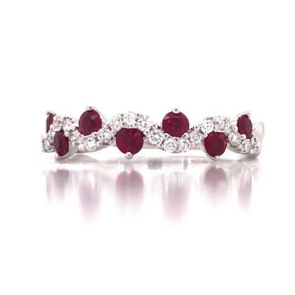 14kt White Gold Unique Alternating Ruby and Diamond Band Becky Beauchine Kulka Diamonds and Fine Jewelry Okemos, MI