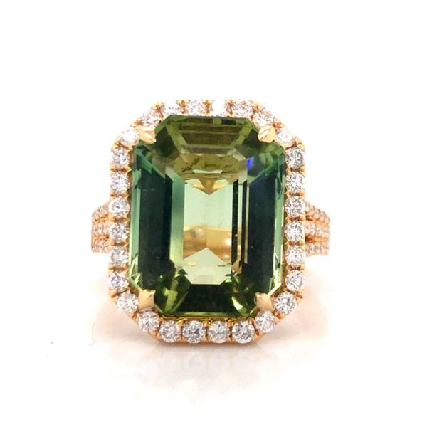 14kt Yellow Gold Emerald Cut Green Tourmailne Statement Ring Becky Beauchine Kulka Diamonds and Fine Jewelry Okemos, MI