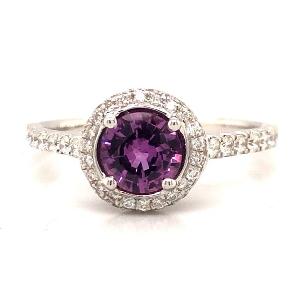 18kt White Gold Pink Sapphire Ring with Diamond Accents Becky Beauchine Kulka Diamonds and Fine Jewelry Okemos, MI