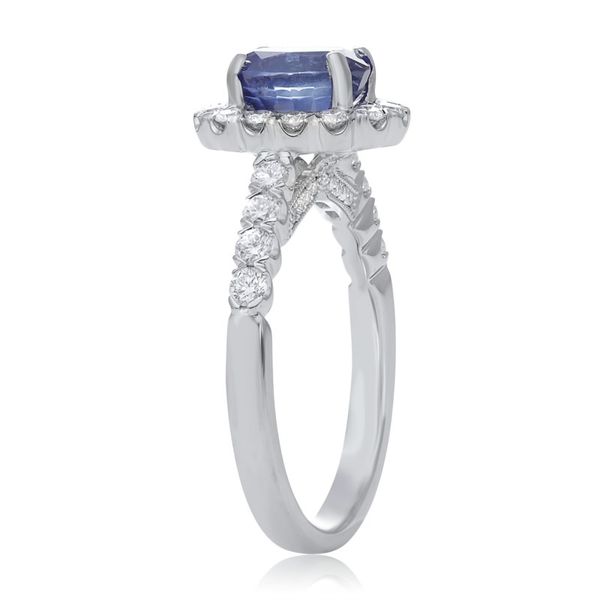 14kt White Gold Oval Sapphire with .67cttw Diamond Halo Ring Image 2 Becky Beauchine Kulka Diamonds and Fine Jewelry Okemos, MI