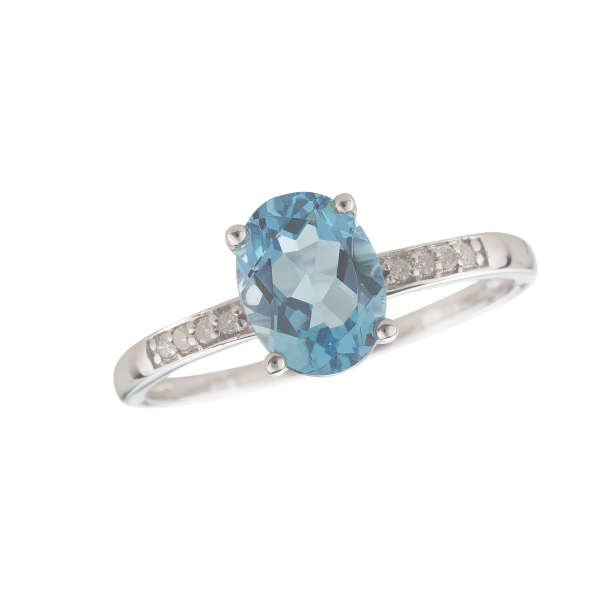 14kt White Gold Oval Blue Topaz Ring Becky Beauchine Kulka Diamonds and Fine Jewelry Okemos, MI