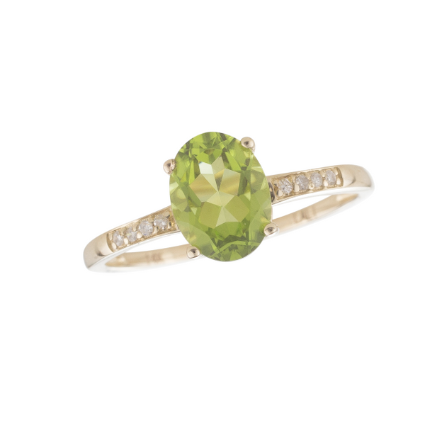 14kt Yellow Gold Oval Peridot Ring Becky Beauchine Kulka Diamonds and Fine Jewelry Okemos, MI
