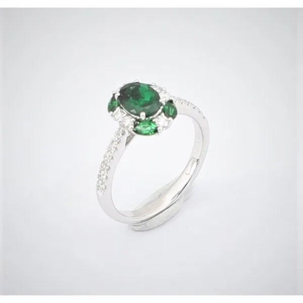 14kt White Gold Green Garnet and Diamond Halo Ring Becky Beauchine Kulka Diamonds and Fine Jewelry Okemos, MI