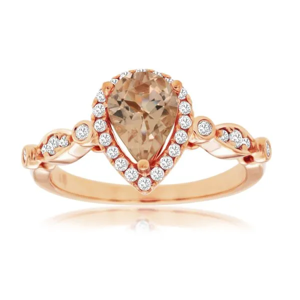 14kt Rose Gold Morganite and Diamond Pear Shape Ring Becky Beauchine Kulka Diamonds and Fine Jewelry Okemos, MI