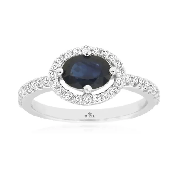14kt White Gold Sapphire and Dimaond Halo Ring Becky Beauchine Kulka Diamonds and Fine Jewelry Okemos, MI