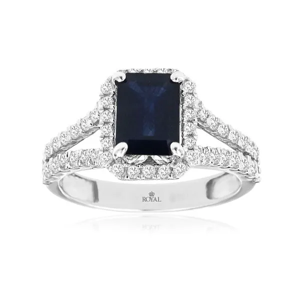 14kt White Gold Sapphire and Dimaond Halo Ring Becky Beauchine Kulka Diamonds and Fine Jewelry Okemos, MI