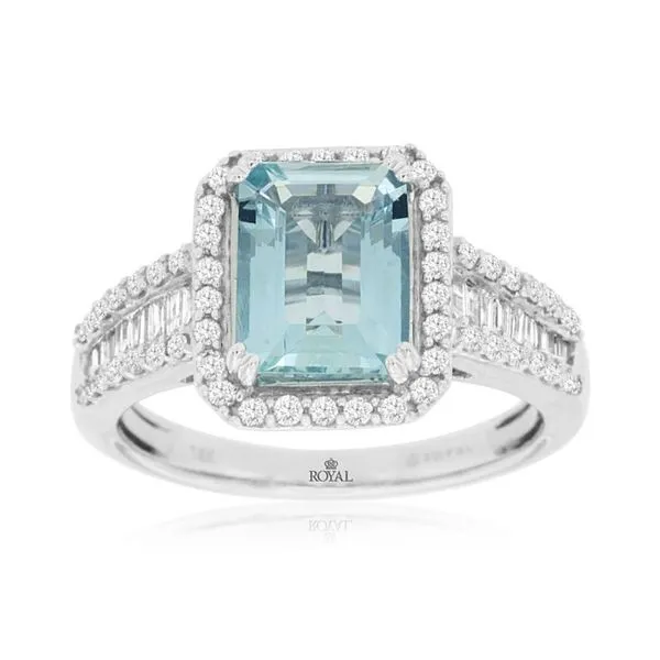 14kt White Gold Aquamarine and Diamond Ring Becky Beauchine Kulka Diamonds and Fine Jewelry Okemos, MI