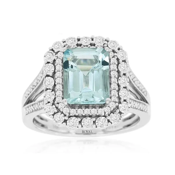 14kt White Gold Aquamarine and Diamond Ring Becky Beauchine Kulka Diamonds and Fine Jewelry Okemos, MI