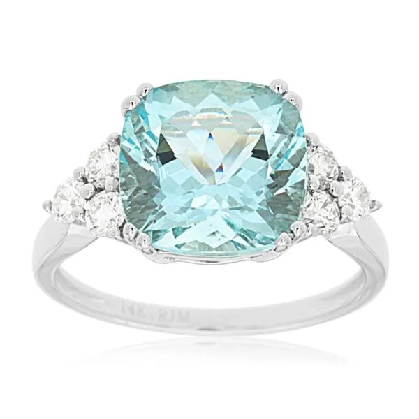 14kt White Gold Aquamarine and Diamond Ring Becky Beauchine Kulka Diamonds and Fine Jewelry Okemos, MI