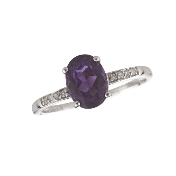 14kt White Gold Oval Amethyst Ring Becky Beauchine Kulka Diamonds and Fine Jewelry Okemos, MI