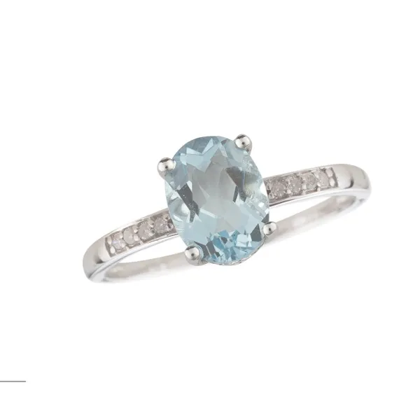 14kt White Gold Oval Aquamarinet Ring