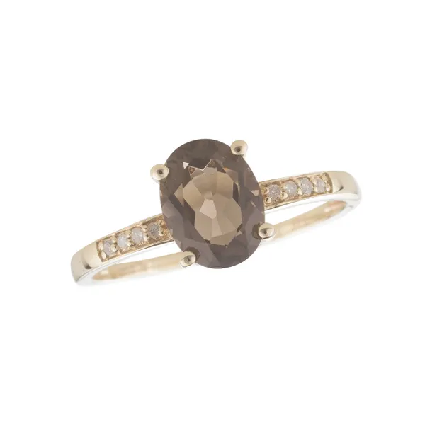 14kt Yellow Gold Smokey Quartz and Diamond Ring