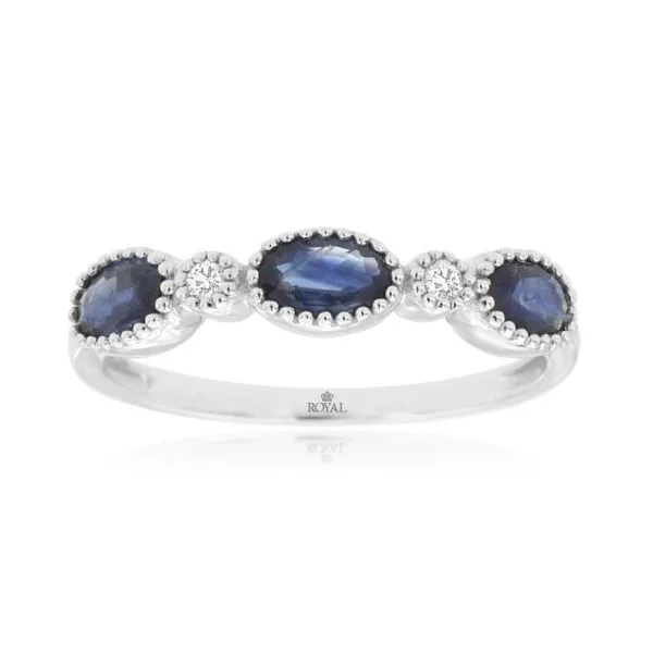 14kt White Gold Diamond and Sapphire Band