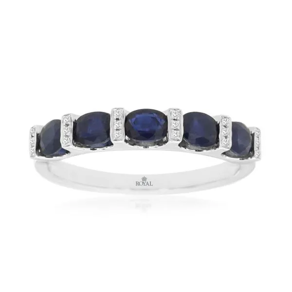 14kt White Gold Diamond and Sapphire Band