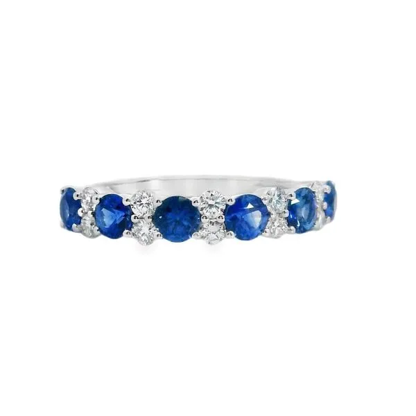 14kt White Gold Sapphire and Diamond Band