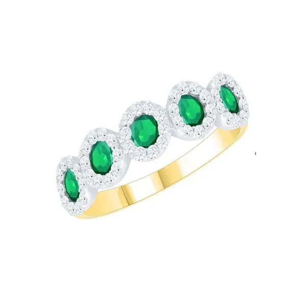 14kt Yellow Gold Emerald and Diamond Halo Band