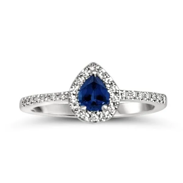 14kt White Gold Sapphire and Diamond Halo Ring Becky Beauchine Kulka Diamonds and Fine Jewelry Okemos, MI