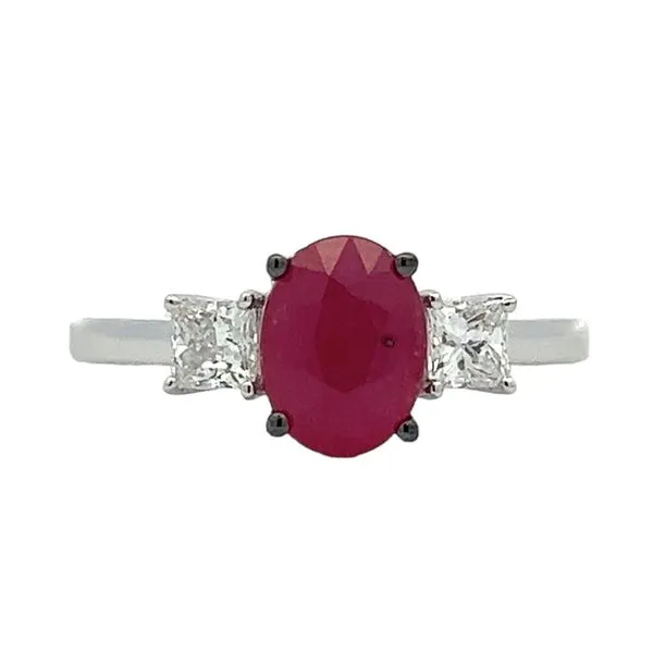 14kt White Gold Three Stone Ruby and Diamond Ring Becky Beauchine Kulka Diamonds and Fine Jewelry Okemos, MI